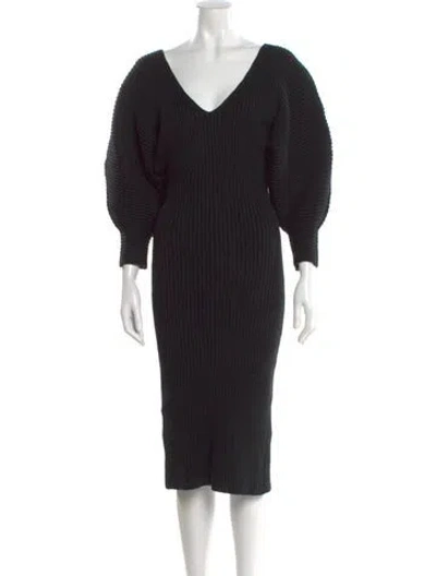 Pre-owned Mara Hoffman V-neck Midi Length Dress In Black
