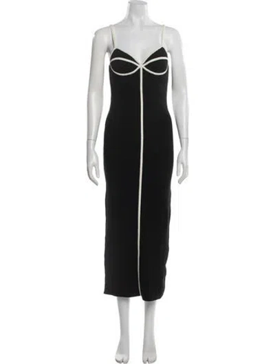 Pre-owned Mara Hoffman V-neck Midi Length Dress In Black