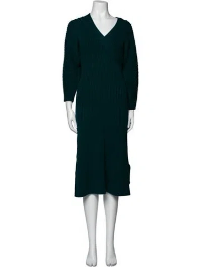 Pre-owned Mara Hoffman V-neck Midi Length Dress In Blue