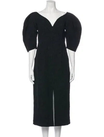 Pre-owned Mara Hoffman V-neck Midi Length Dress In Green