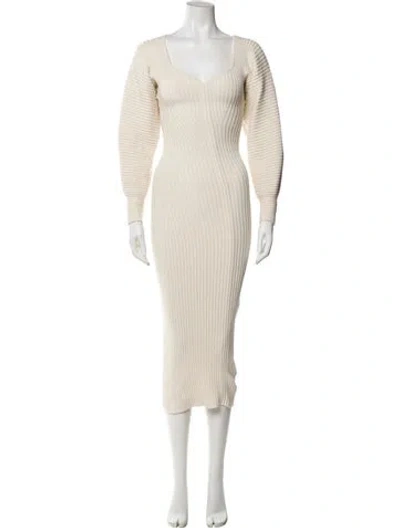 Pre-owned Mara Hoffman V-neck Midi Length Dress In Neutral