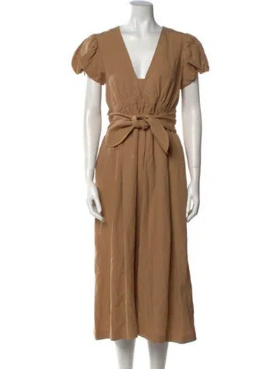 Pre-owned Mara Hoffman V-neck Midi Length Dress In Neutral