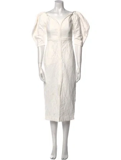 Pre-owned Mara Hoffman V-neck Midi Length Dress In Neutral