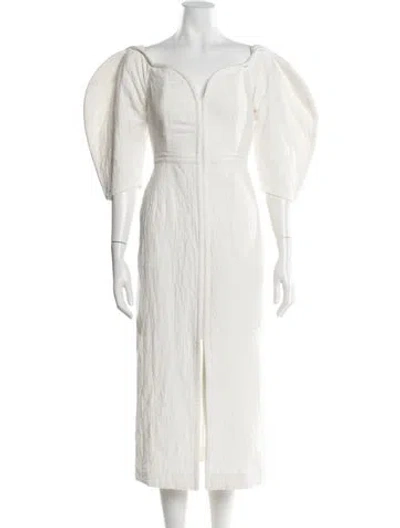 Pre-owned Mara Hoffman V-neck Midi Length Dress In Neutral