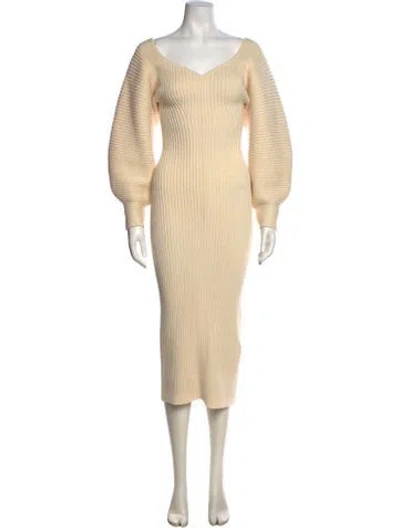 Pre-owned Mara Hoffman V-neck Midi Length Dress In Neutral