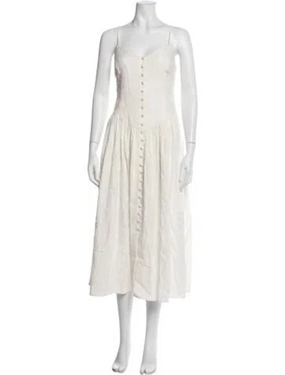 Pre-owned Mara Hoffman V-neck Midi Length Dress In Neutrals