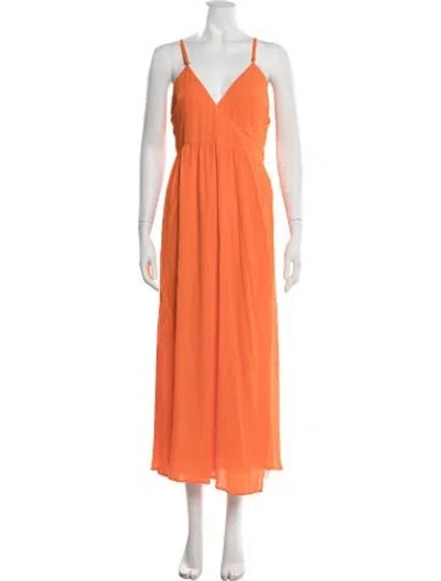 Pre-owned Mara Hoffman V-neck Midi Length Dress In Orange