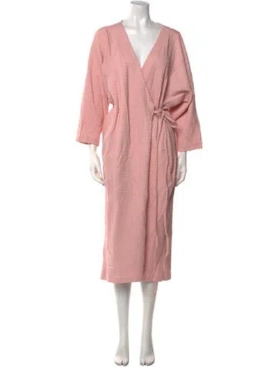 Pre-owned Mara Hoffman V-neck Midi Length Dress In Pink