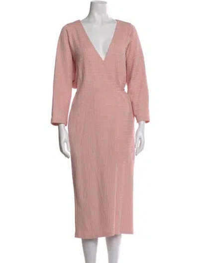 Pre-owned Mara Hoffman V-neck Midi Length Dress In Pink