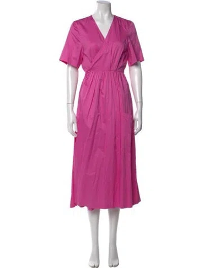 Pre-owned Mara Hoffman V-neck Midi Length Dress In Pink