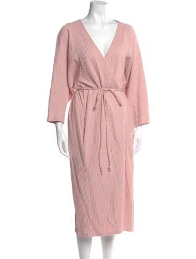 Pre-owned Mara Hoffman V-neck Midi Length Dress In Pink