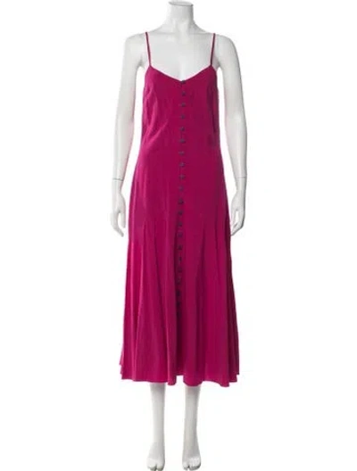 Pre-owned Mara Hoffman V-neck Midi Length Dress In Pink
