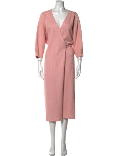 Pre-owned Mara Hoffman V-neck Midi Length Dress In Pink
