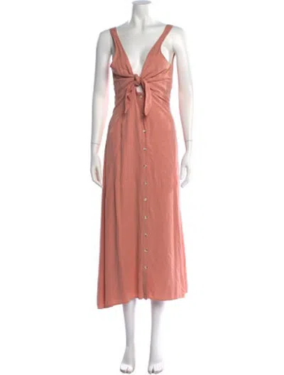 Pre-owned Mara Hoffman V-neck Midi Length Dress In Pink