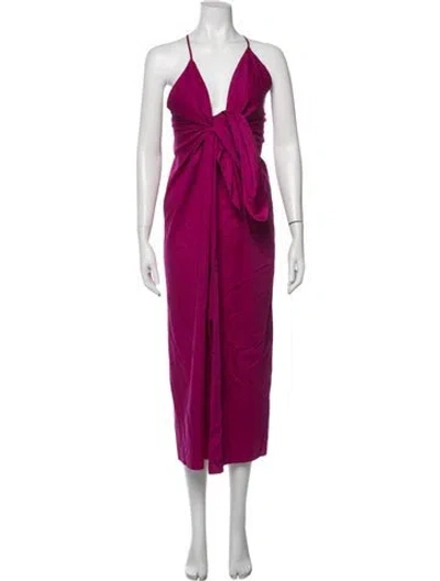 Pre-owned Mara Hoffman V-neck Midi Length Dress In Purple