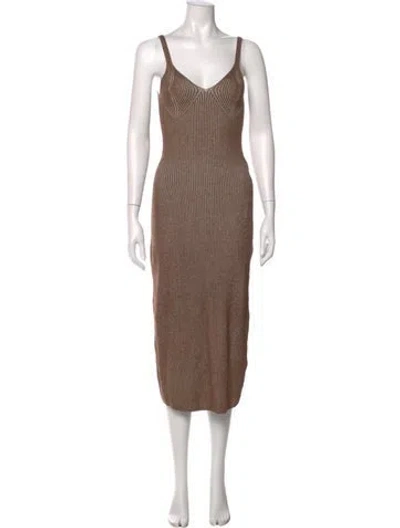 Pre-owned Mara Hoffman V-neck Midi Length Dress W/ Tags In Brown