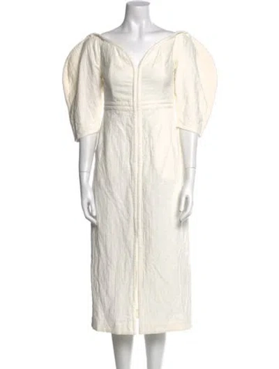 Pre-owned Mara Hoffman V-neck Midi Length Dress W/ Tags In Neutral