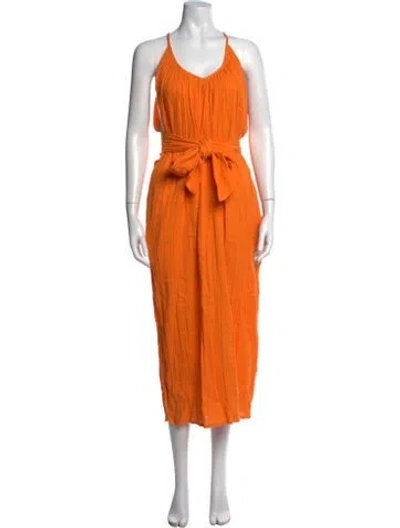 Pre-owned Mara Hoffman V-neck Midi Length Dress W/ Tags In Orange
