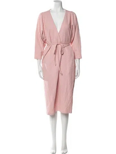 Pre-owned Mara Hoffman V-neck Midi Length Dress W/ Tags In Pink
