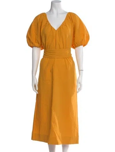 Pre-owned Mara Hoffman V-neck Midi Length Dress In Yellow
