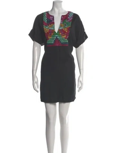 Pre-owned Mara Hoffman V-neck Mini Dress In Gray