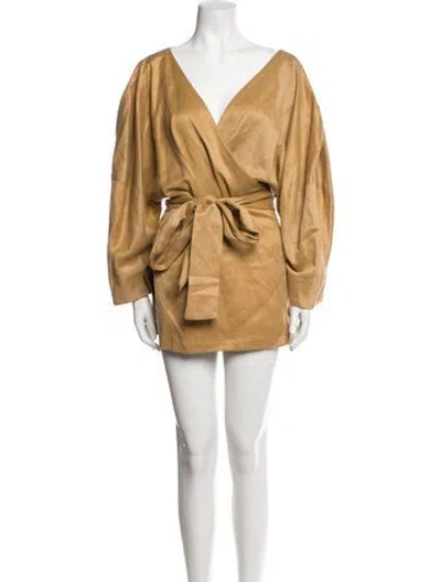 Pre-owned Mara Hoffman V-neck Mini Dress W/ Tags In Neutral