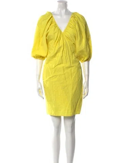 Pre-owned Mara Hoffman V-neck Mini Dress In Yellow