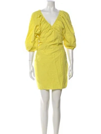 Pre-owned Mara Hoffman V-neck Mini Dress In Yellow
