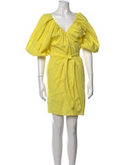 Pre-owned Mara Hoffman V-neck Mini Dress In Yellow