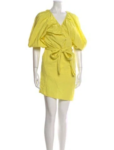 Pre-owned Mara Hoffman V-neck Mini Dress In Yellow