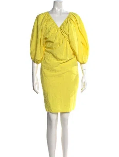 Pre-owned Mara Hoffman V-neck Mini Dress In Yellow