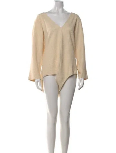 Pre-owned Mara Hoffman V-neck Romper In Neutral