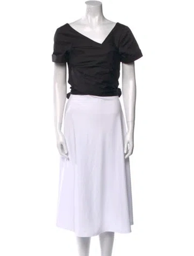 Pre-owned Mara Hoffman V-neck Short Sleeve Crop Top In Black