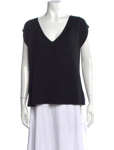Pre-owned Mara Hoffman V-neck Short Sleeve Top In Black