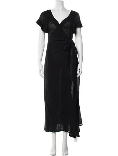 Pre-owned Mara Hoffman V-neck Short Sleeve Top In Black