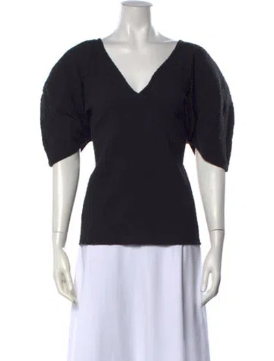 Pre-owned Mara Hoffman V-neck Short Sleeve Top In Black