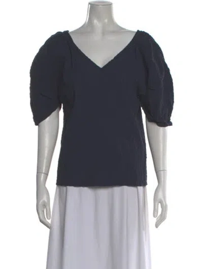 Pre-owned Mara Hoffman V-neck Short Sleeve Top In Gray