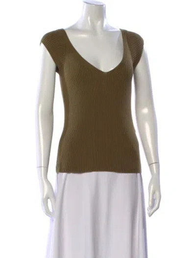 Pre-owned Mara Hoffman V-neck Short Sleeve Top In Green
