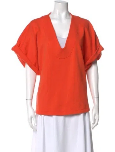 Pre-owned Mara Hoffman V-neck Short Sleeve Top In Orange