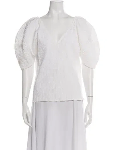 Pre-owned Mara Hoffman V-neck Short Sleeve Top In White