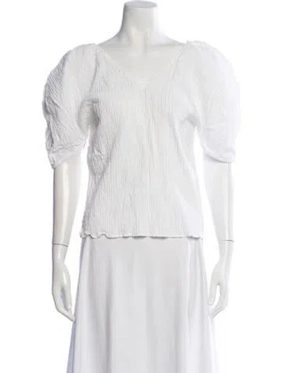 Pre-owned Mara Hoffman V-neck Short Sleeve Top In White