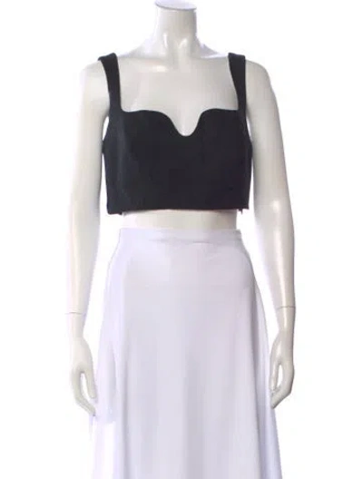 Pre-owned Mara Hoffman V-neck Sleeveless Crop Top In Black