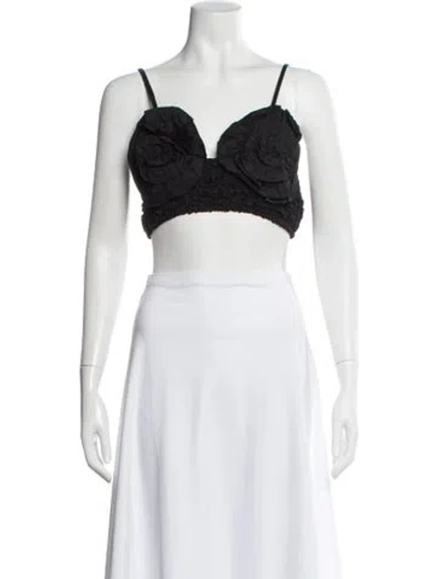Pre-owned Mara Hoffman V-neck Sleeveless Crop Top In Black