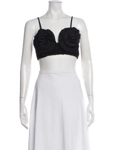 Pre-owned Mara Hoffman V-neck Sleeveless Crop Top In Black