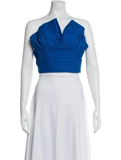 Pre-owned Mara Hoffman V-neck Sleeveless Crop Top In Blue