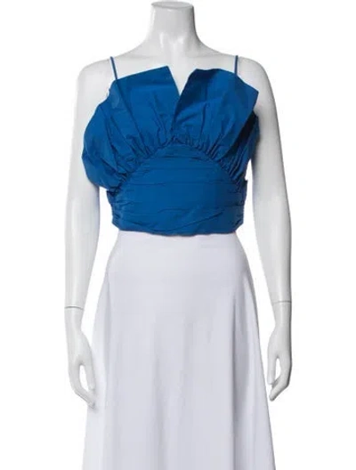 Pre-owned Mara Hoffman V-neck Sleeveless Crop Top In Blue