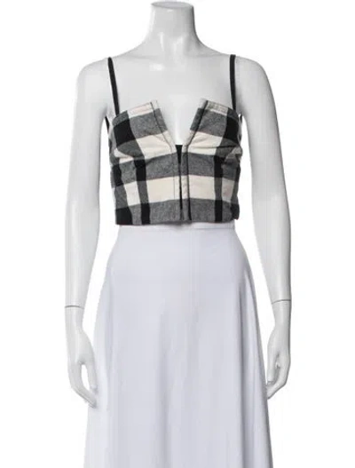 Pre-owned Mara Hoffman V-neck Sleeveless Crop Top In Blue/white