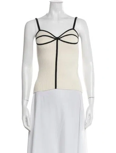 Pre-owned Mara Hoffman V-neck Sleeveless Crop Top In Neutral