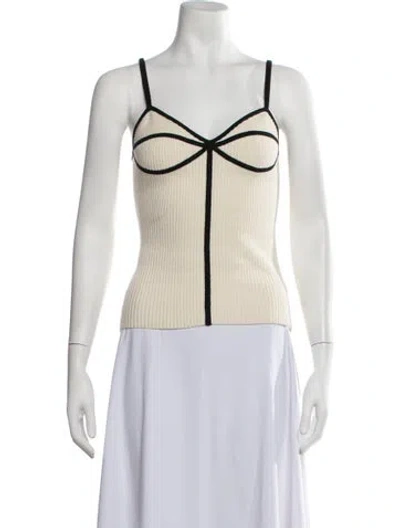 Pre-owned Mara Hoffman V-neck Sleeveless Crop Top In Neutrals