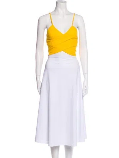 Pre-owned Mara Hoffman V-neck Sleeveless Crop Top In Orange